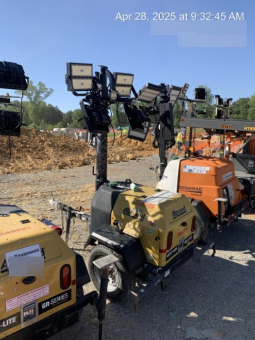 2021 Allmand NLV3GR (4) LED Light Fixture 350W, 23' Vertical Mast, 3kW Prime, Towable, Deep Sea L401, Leveling Jacks, Yanmar T4F 5.8hp