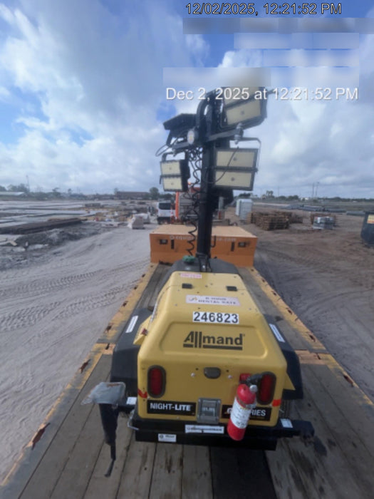 2022 Allmand NLV3GR (4) LED Light Fixture 350W, 23' Vertical Mast, 3kW Prime, Towable, ES Decals, T3