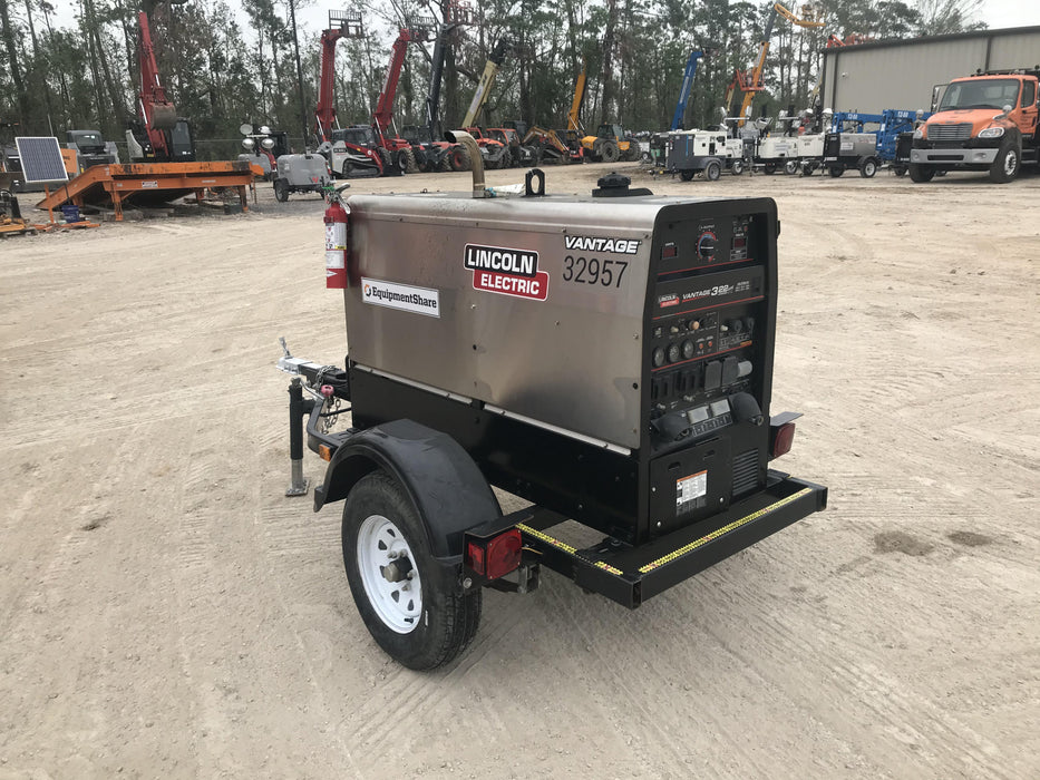 2019 Lincoln Electric Vantage 322 Welder Ready-Pak 3, Two wheel trailer, Fender and Light kit, Cable Rack