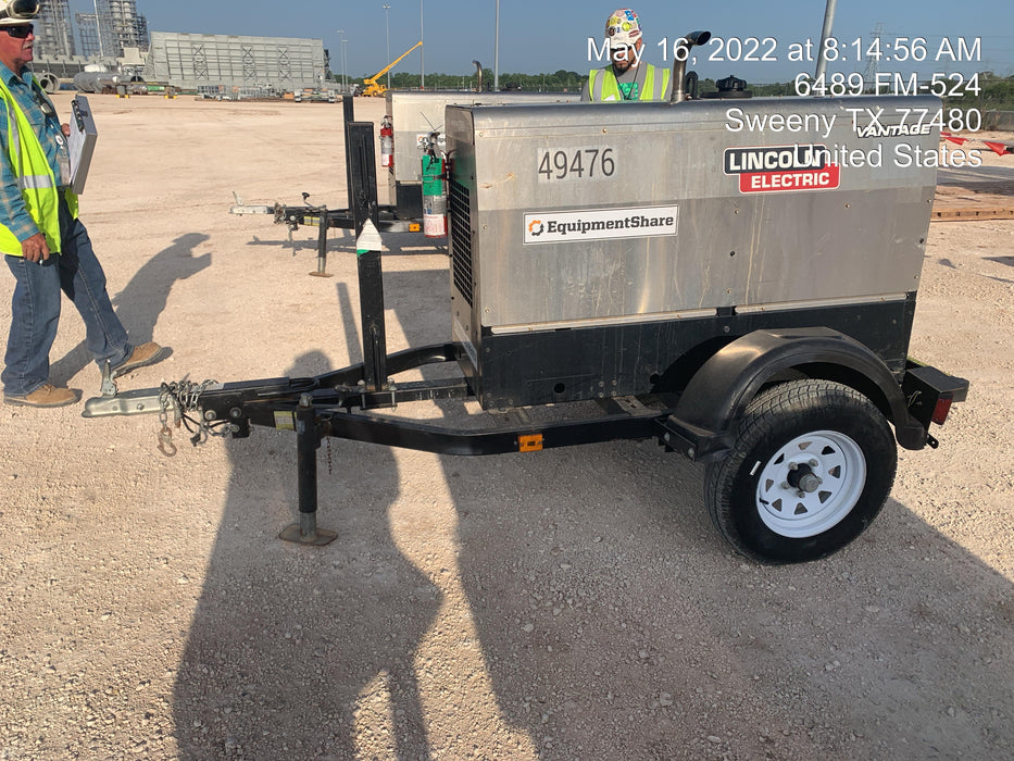 2019 Lincoln Electric Vantage 322 Ready-Pak 3, Two Wheel Trailer, Fender and Light Kit, Cable Rack