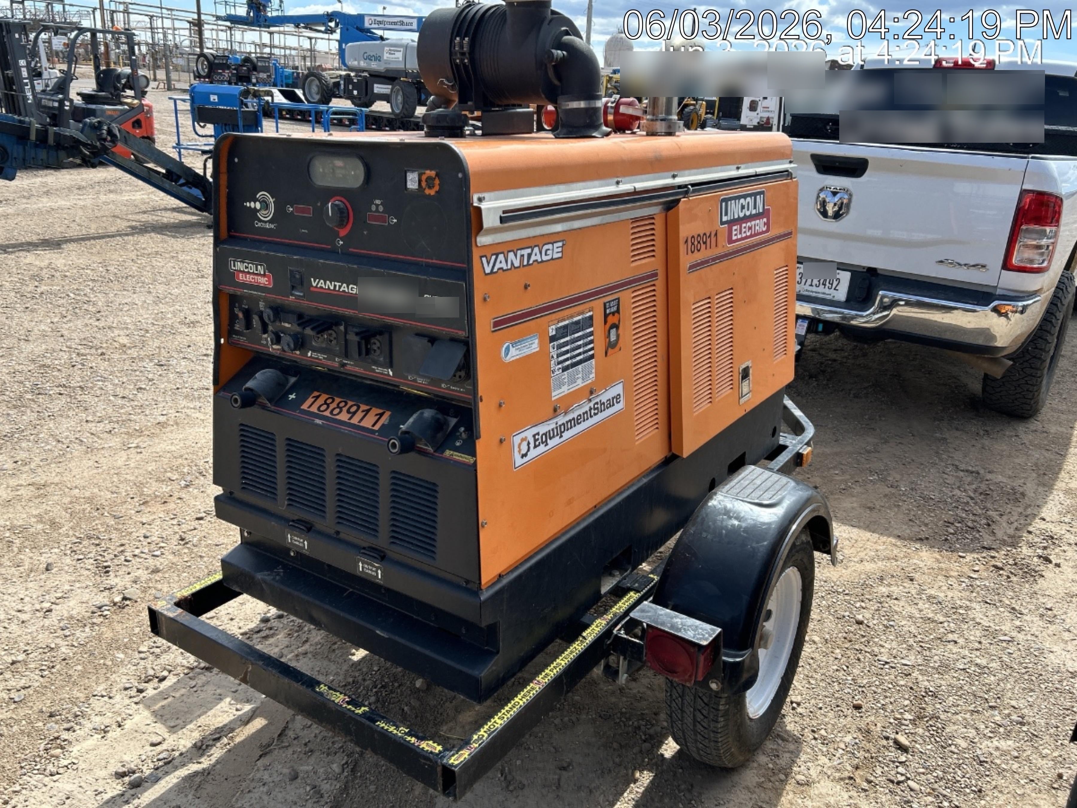 2021 Lincoln Electric Vantage 549X Ready Pak 3, ORANGE (includes trailer, cable rack, fender light kit)