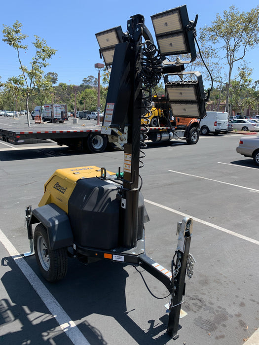 2021 Allmand NLV3GR (4) LED Light Fixture 350W, 23' Vertical Mast, 3kW Prime, Towable, Deep Sea L401, Leveling Jacks, Yanmar T4F 5.8hp