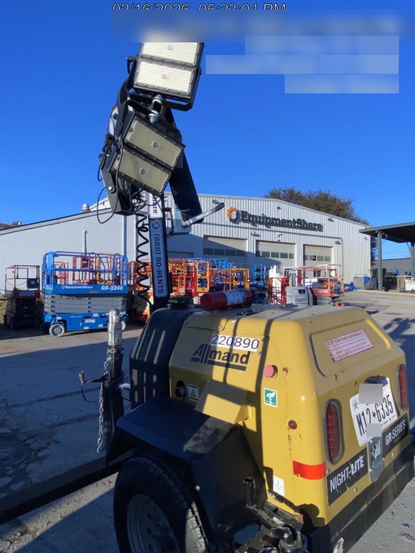 2022 Allmand NLV3GR (4) LED Light Fixture 350W, 23' Vertical Mast, 3kW Prime, Towable, Deep Sea L401, Leveling Jacks, Yanmar T4F 5.8hp