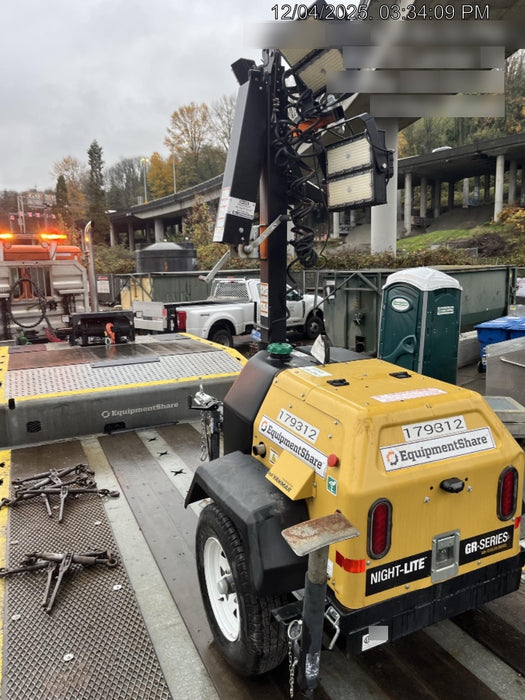 Allmand NLV3GR (4) LED Light Fixture 350W, 23' Vertical Mast, 3kW Prime, Towable, Deep Sea L401, Leveling Jacks, Yanmar T4F 5.8hp