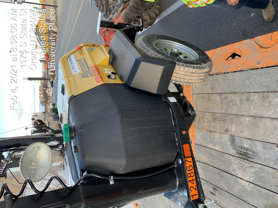 Allmand NLV3GR (4) LED Light Fixture 350W, 23' Vertical Mast, 3kW Prime, Towable, Deep Sea L401, Leveling Jacks, Yanmar T4F 5.8hp