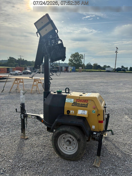 2022 Allmand NLV3GR (4) LED Light Fixture 350W, 23' Vertical Mast, 3kW Prime, Towable, Deep Sea L401, Leveling Jacks, Yanmar T4F 5.8hp