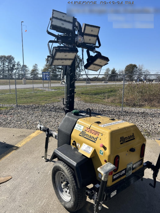 2022 Allmand NLV3GR (4) LED Light Fixture 350W, 23' Vertical Mast, 3kW Prime, Towable, Deep Sea L401, Leveling Jacks, Yanmar T4F 5.8hp