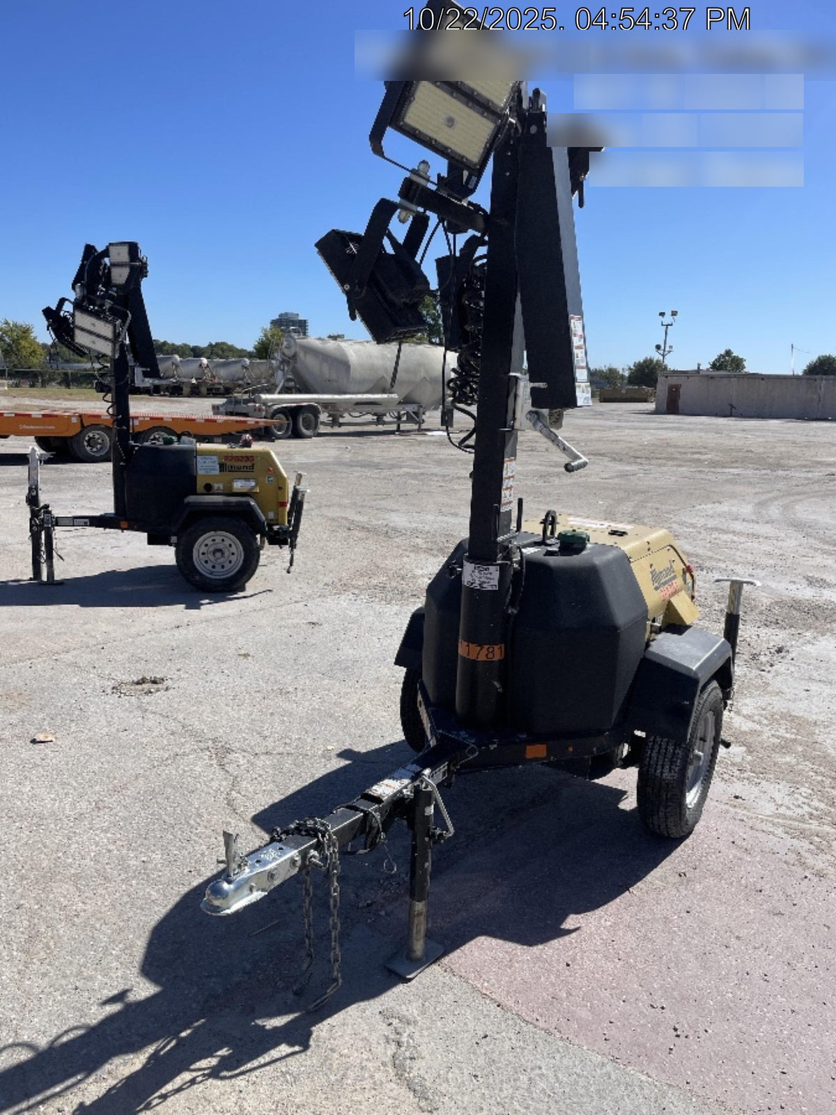 2022 Allmand NLV3GR (4) LED Light Fixture 350W, 23' Vertical Mast, 3kW Prime, Towable, Deep Sea L401, Leveling Jacks, Yanmar T4F 5.8hp