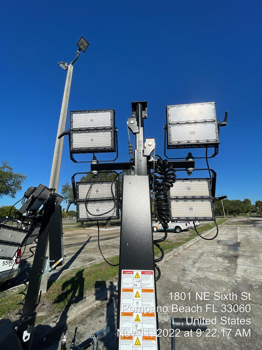 2022 Allmand NLV3GR (4) LED Light Fixture 350W, 23' Vertical Mast, 3kW Prime, Towable, ES Decals, T3