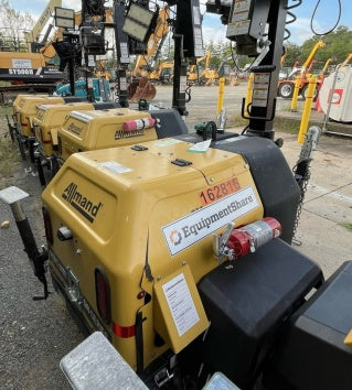 2021 Allmand NLV3GR (4) LED Light Fixture 350W, 23' Vertical Mast, 3kW Prime, Towable, Deep Sea L401, Leveling Jacks, Yanmar T4F 5.8hp