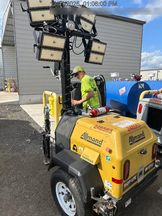 2022 Allmand NLV3GR (4) LED Light Fixture 350W, 23' Vertical Mast, 3kW Prime, Towable