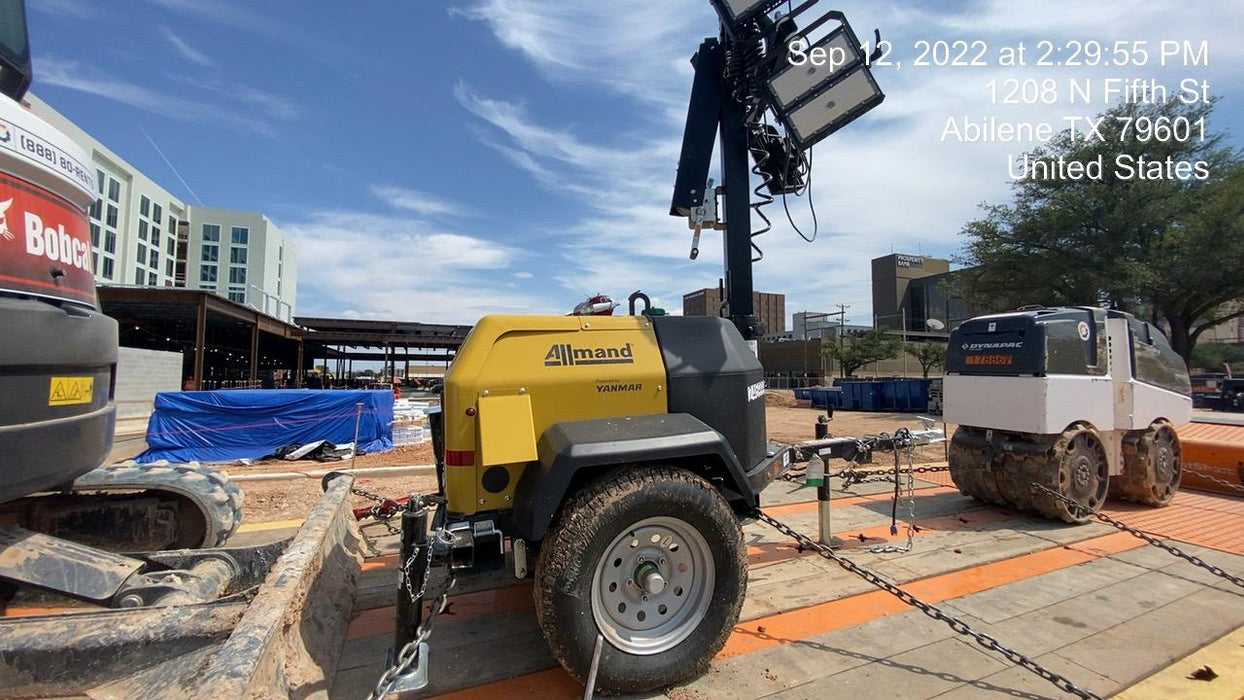 2022 Allmand NLV3GR (4) LED Light Fixture 350W, 23' Vertical Mast, 3kW Prime, Towable, ES Decals, T3