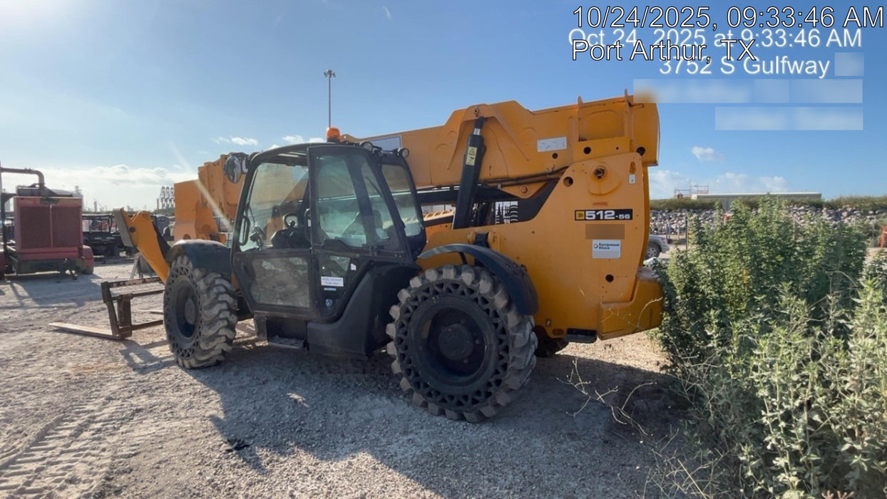 2019 JCB 512-56 Enclosed Cab, 109 HP, Solid Tires, Worklights, Beacon, Aux Hydraulics, Lifting Eye 60" Carriage/60" Forks