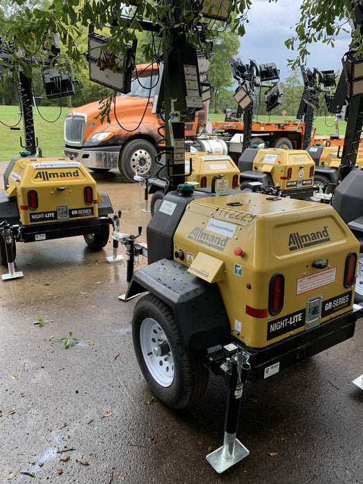 2021 Allmand NLV3GR (4) LED Light Fixture 350W, 23' Vertical Mast, 3kW Prime, Towable, Deep Sea L401, Leveling Jacks, Yanmar T4F 5.8hp