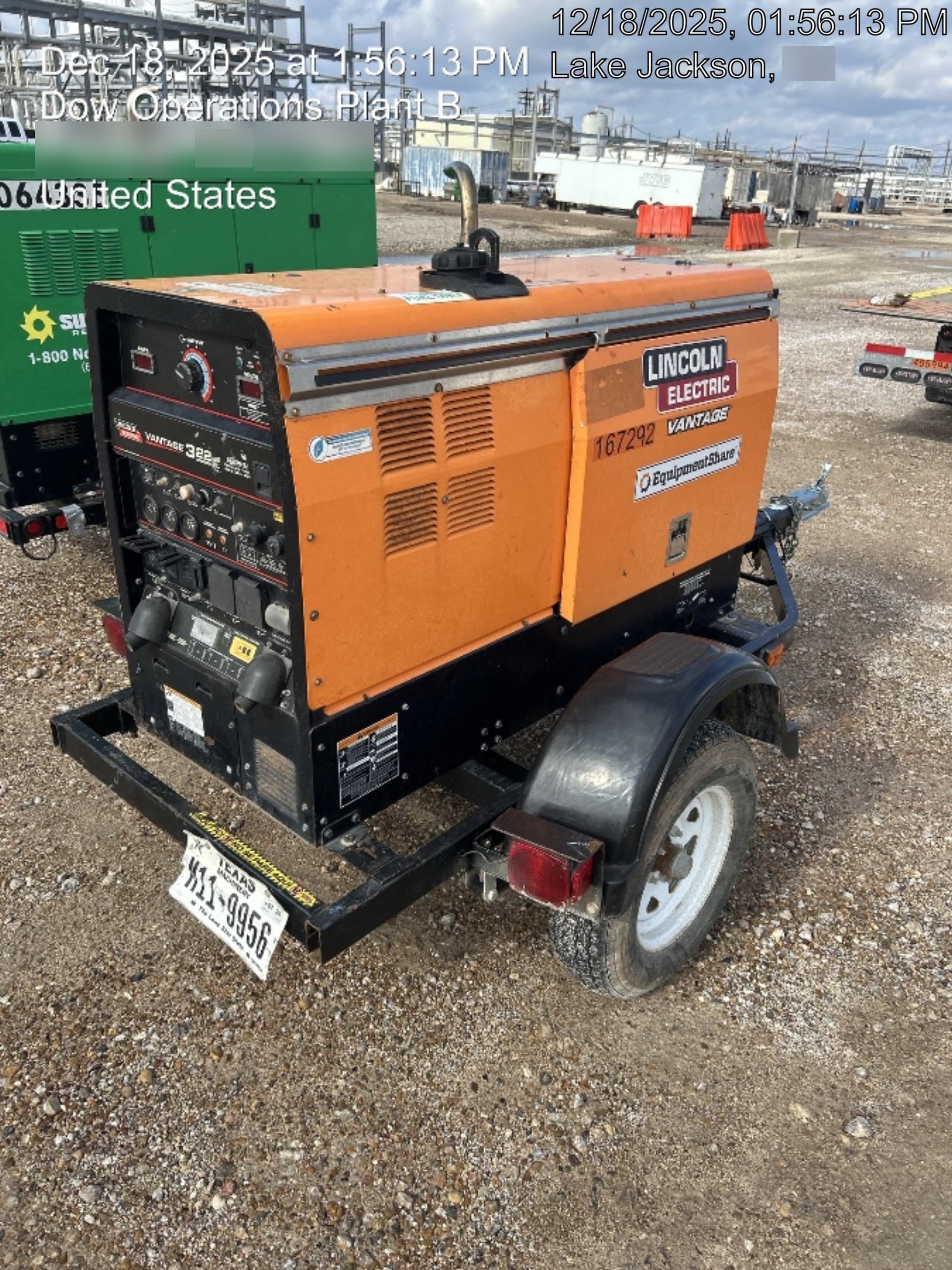 2021 Lincoln Electric Vantage 322 Vantage 322 Ready Pak 3 w/ Decals, ORANGE (includes trailer, cable rack, fender light kit) NO Telematics