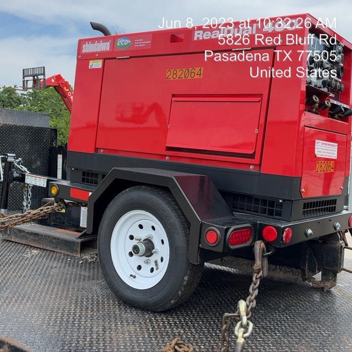 2022 Shindaiwa DGW400MDL Kubota D902 Engine, 23 HP, Dual Op Welder, Wire, Arc, Droop Stick, Tig, and CC Stick Functionality, Simulphase, 3 Phase and 1 Phase Gen Output, Single Axle NB Trlr, Slr Trckl Chrg 12V 12W, Fire Ext