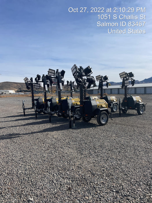 2022 Allmand NLV3GR (4) LED Light Fixture 350W, 23' Vertical Mast, 3kW Prime, Towable, ES Decals, T3