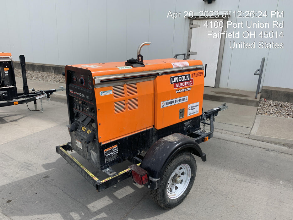 2021 Lincoln Electric Vantage 322 Vantage 322 Ready Pak 3 w/ Decals, ORANGE (includes trailer, cable rack, fender light kit) NO Telematics