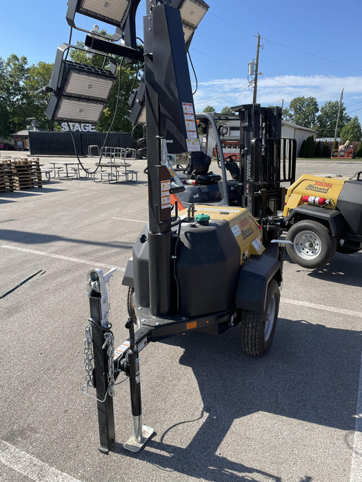 2022 Allmand NLV3GR (4) LED Light Fixture 350W, 23' Vertical Mast, 3kW Prime, Towable, Deep Sea L401, Leveling Jacks, Yanmar T4F 5.8hp