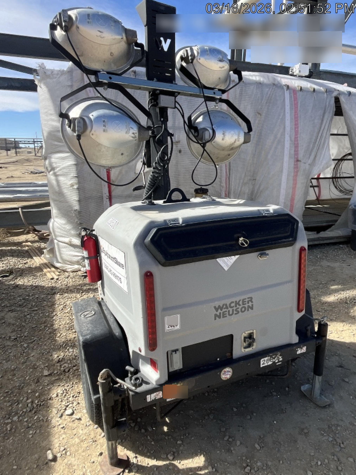 2018 Wacker Neuson LTV6L-MH Wacker Neuson LTV6L Mobile Light Tower w/Fuel Level Sensor Installed