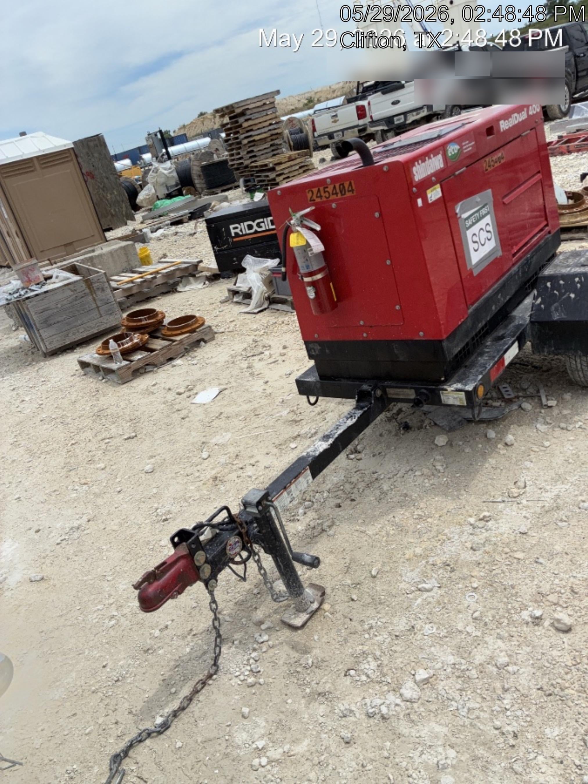 2022 Shindaiwa DGW400MDL Kubota D902 Engine, 23 HP, Dual Op Welder, Wire, Arc, Droop Stick, Tig, and CC Stick Functionality, Simulphase, 3 Phase and 1 Phase Gen Output, Single Axle NB Trlr, Slr Trckl Chrg 12V 12W, Fire Ext