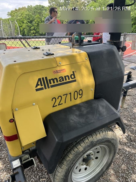 2022 Allmand NLV3GR (4) LED Light Fixture 350W, 23' Vertical Mast, 3kW Prime, Towable, Deep Sea L401, Leveling Jacks, Yanmar T4F 5.8hp