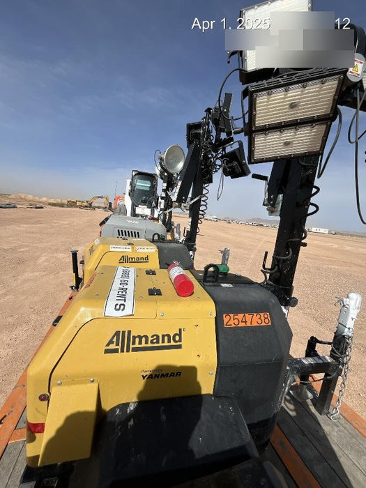 2022 Allmand NLV3GR (4) LED Light Fixture 350W, 23' Vertical Mast, 3kW Prime, Towable, ES Decals, T3