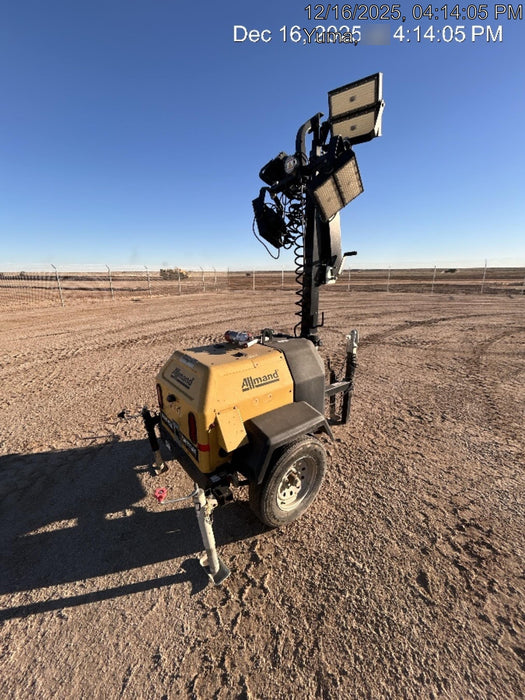 2022 Allmand NLV3GR (4) LED Light Fixture 350W, 23' Vertical Mast, 3kW Prime, Towable, Deep Sea L401, Leveling Jacks, Yanmar T4F 5.8hp