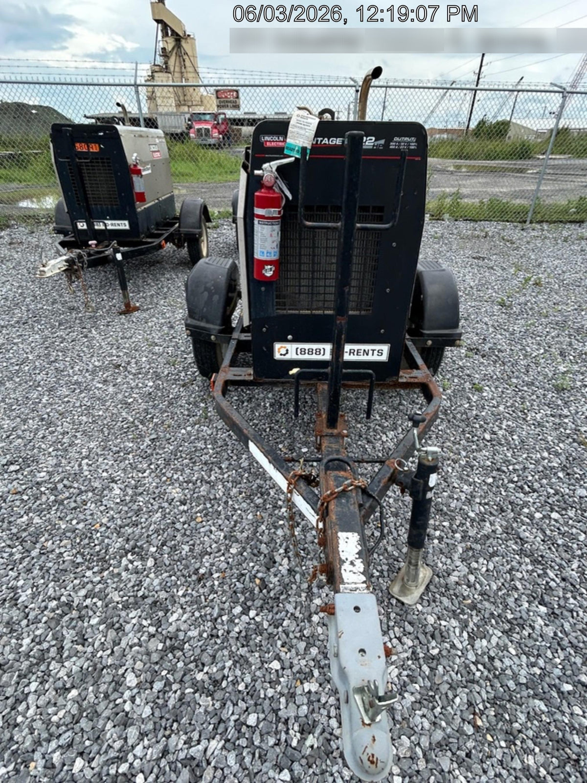 2019 Lincoln Electric Vantage 322 Welder Ready-Pak 3, Two wheel trailer, Fender and Light kit, Cable Rack