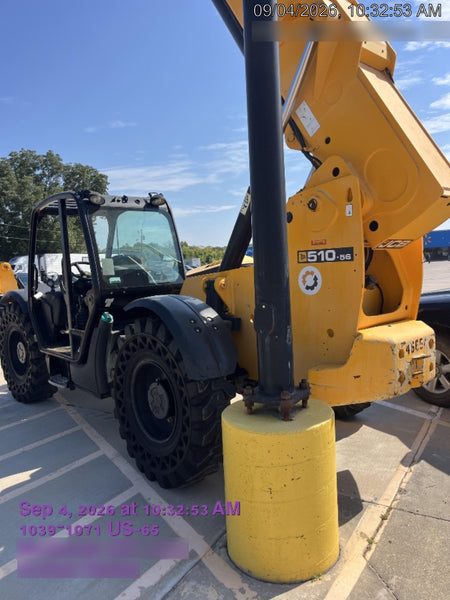 2019 JCB 510-56 Canopy, 74 HP, Solid Tires, STD Worklight, Beacon, Aux Hydraulics, Lifting Eye, Back up Alarm w/66" Carriage/60" Forks