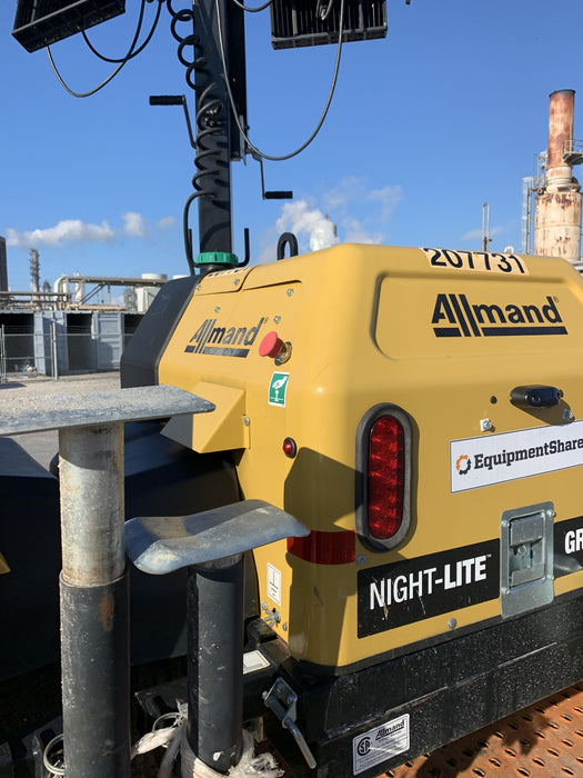 2022 Allmand NLV3GR (4) LED Light Fixture 350W, 23' Vertical Mast, 3kW Prime, Towable, Deep Sea L401, Leveling Jacks, Yanmar T4F 5.8hp