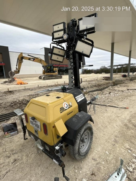 2022 Allmand NLV3GR (4) LED Light Fixture 350W, 23' Vertical Mast, 3kW Prime, Towable, ES Decals, T3
