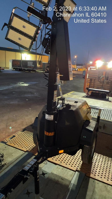 2022 Allmand NLV3GR (4) LED Light Fixture 350W, 23' Vertical Mast, 3kW Prime, Towable, Deep Sea L401, Leveling Jacks, Yanmar T4F 5.8hp