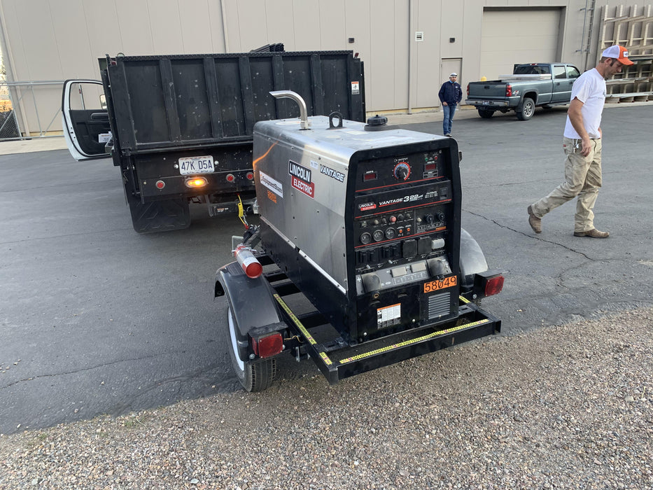 2019 Lincoln Electric Vantage 322 Welder Ready-Pak 3, Two wheel trailer, Fender and Light kit, Cable Rack