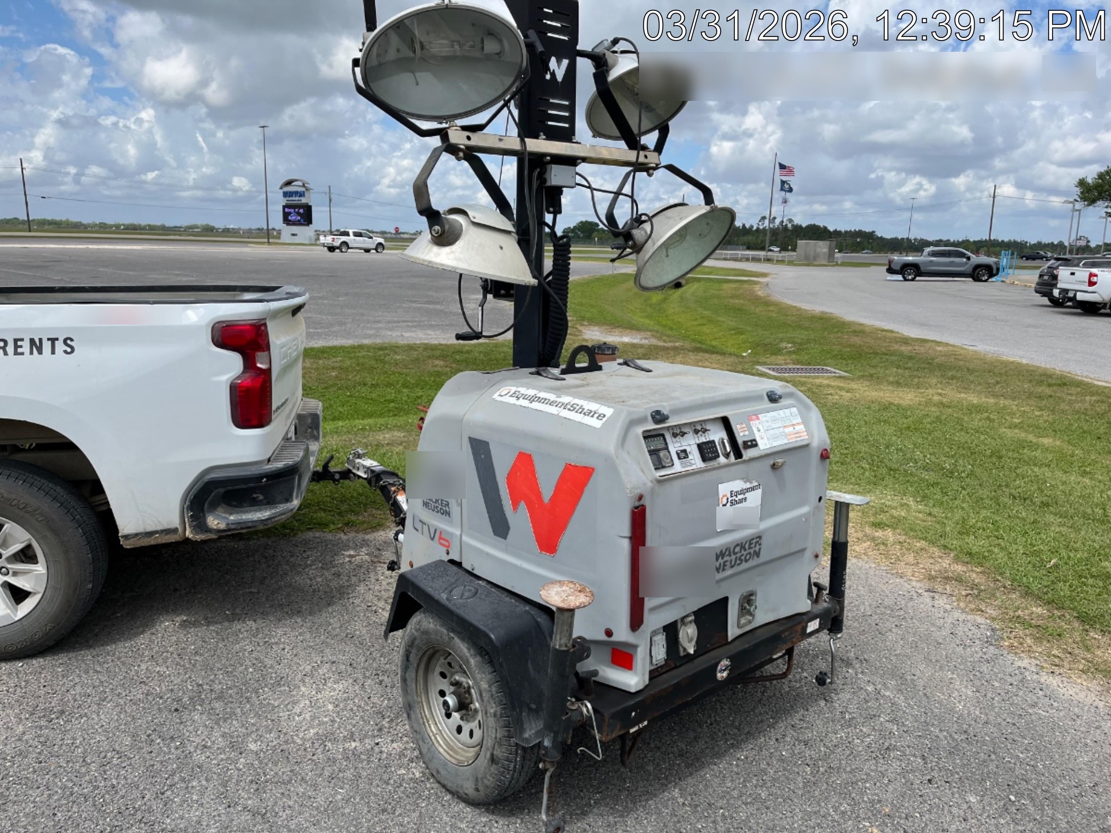 2019 Wacker Neuson LTV6L-MH Mobile Light Tower w/Fuel Level Sensor Installed