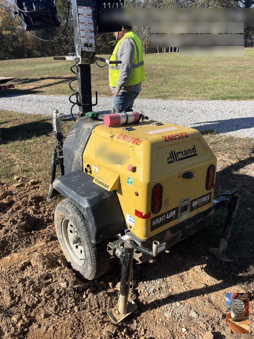 2022 Allmand NLV3GR (4) LED Light Fixture 350W, 23' Vertical Mast, 3kW Prime, Towable