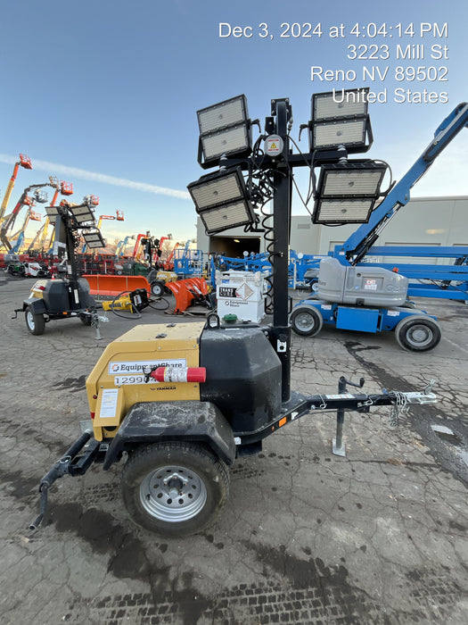 2021 Allmand NLV3GR (4) LED Light Fixture 350W, 23' Vertical Mast, 3kW Prime, Towable, Deep Sea L401, Leveling Jacks, Yanmar T4F 5.8hp