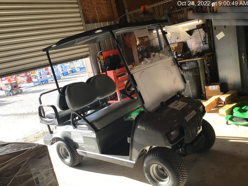 2022 Club Car CA100E Canopy, Fold down Windshield, Beacon, Back up Alarm, All-Trail Trials, HD 8 V Batteries, Trailer Hitch and Ball