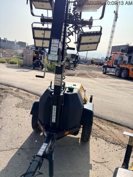Allmand NLV3GR (4) LED Light Fixture 350W, 23' Vertical Mast, 3kW Prime, Towable, Deep Sea L401, Leveling Jacks, Yanmar T4F 5.8hp