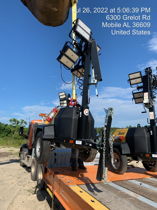 2022 Allmand NLV3GR (4) LED Light Fixture 350W, 23' Vertical Mast, 3kW Prime, Towable, Deep Sea L401, Leveling Jacks, Yanmar T4F 5.8hp