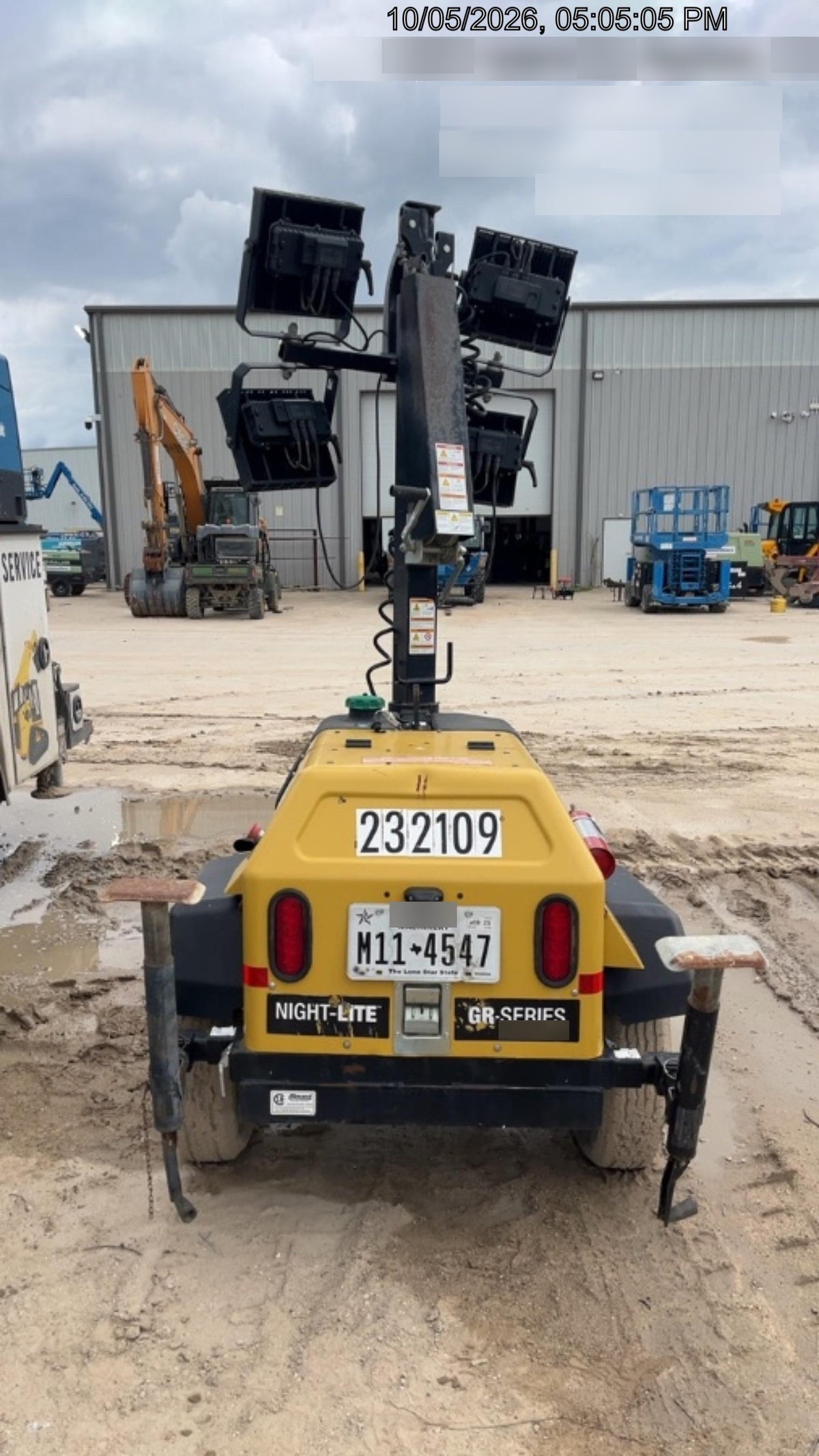 2022 Allmand NLV3GR (4) LED Light Fixture 350W, 23' Vertical Mast, 3kW Prime, Towable, Deep Sea L401, Leveling Jacks, Yanmar T4F 5.8hp