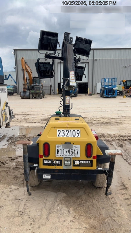 2022 Allmand NLV3GR (4) LED Light Fixture 350W, 23' Vertical Mast, 3kW Prime, Towable, Deep Sea L401, Leveling Jacks, Yanmar T4F 5.8hp