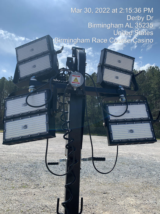 2021 Allmand NLV3GR (4) LED Light Fixture 350W, 23' Vertical Mast, 3kW Prime, Towable, Deep Sea L401, Leveling Jacks, Yanmar T4F 5.8hp