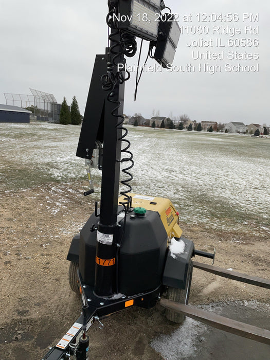 2022 Allmand NLV3GR (4) LED Light Fixture 350W, 23' Vertical Mast, 3kW Prime, Towable, Deep Sea L401, Leveling Jacks, Yanmar T4F 5.8hp