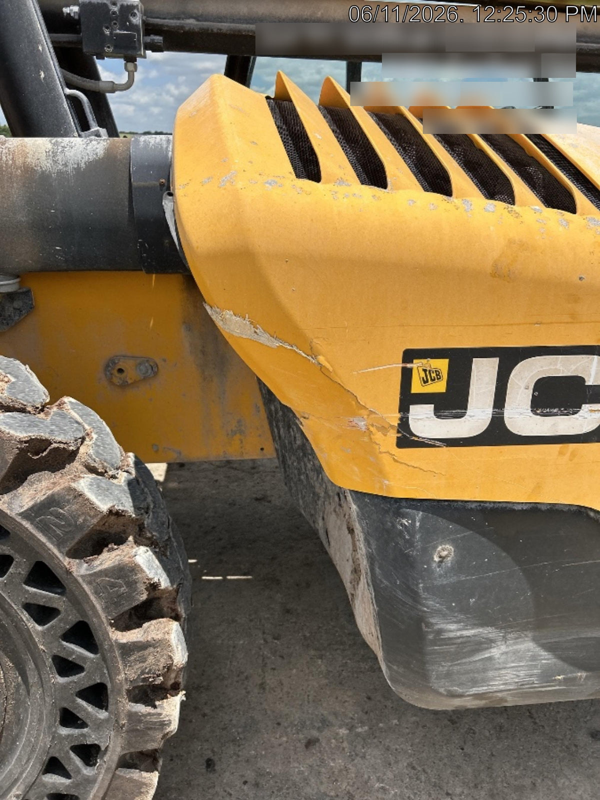 2019 JCB 510-56 74 HP w/Open ROPS, Beacon, Aux Hydraulics, Worklights, Solid Tires 60" Carriage/Forks