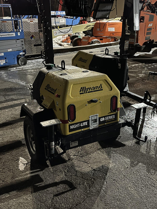 2021 Allmand NLV3GR (4) LED Light Fixture 350W, 23' Vertical Mast, 3kW Prime, Towable, Deep Sea L401, Leveling Jacks, Yanmar T4F 5.8hp