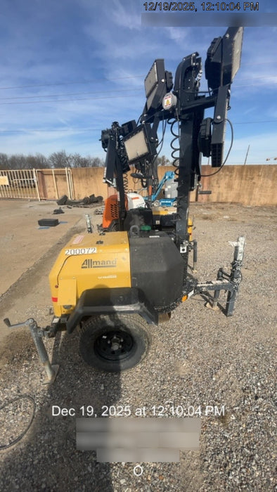 2022 Allmand NLV3GR (4) LED Light Fixture 350W, 23' Vertical Mast, 3kW Prime, Towable, Deep Sea L401, Leveling Jacks, Yanmar T4F 5.8hp