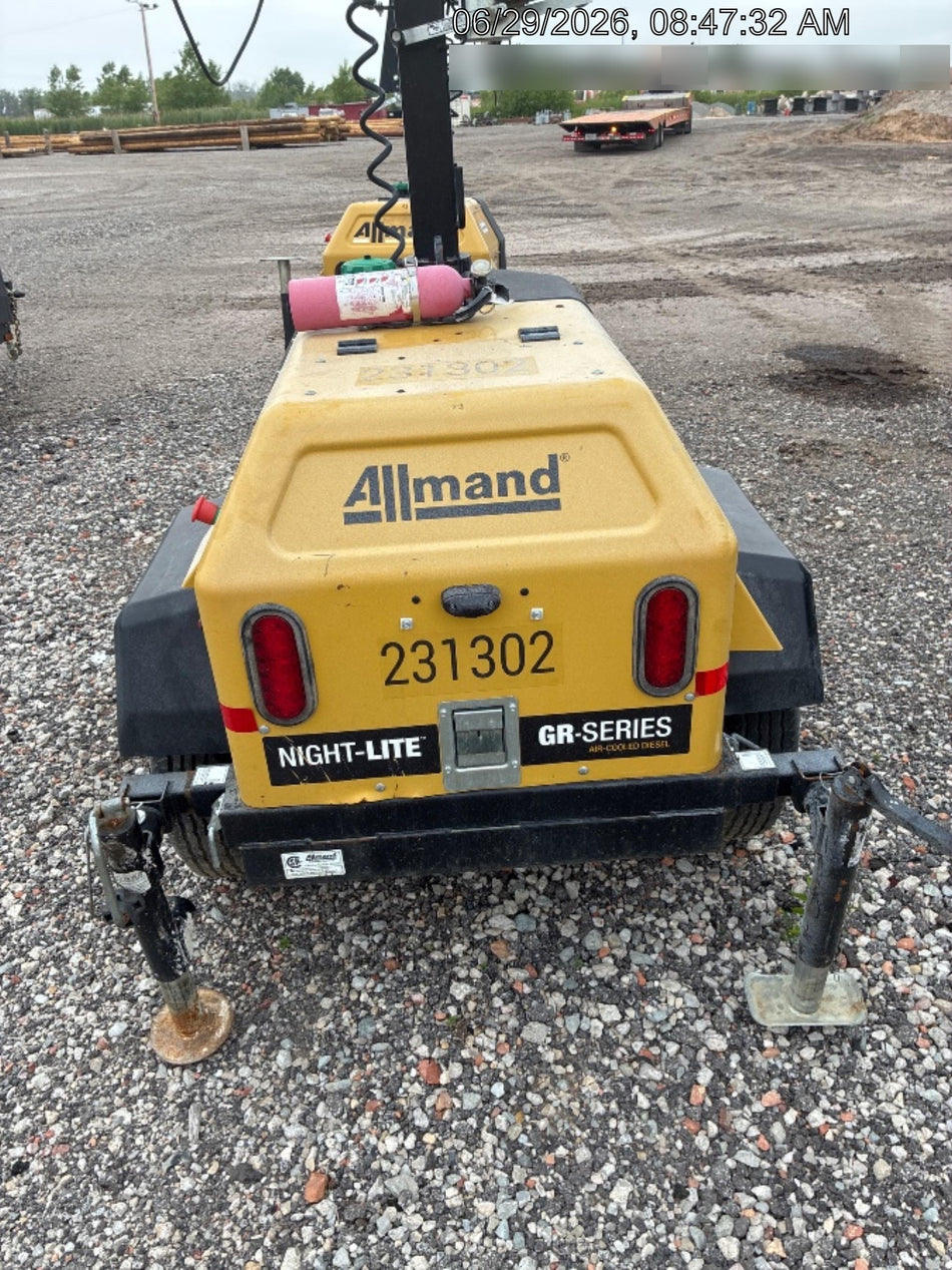 2022 Allmand NLV3GR (4) LED Light Fixture 350W, 23' Vertical Mast, 3kW Prime, Towable, Deep Sea L401, Leveling Jacks, Yanmar T4F 5.8hp