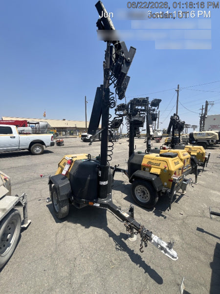 2020 Allmand NLV3GR (4) LED Light Fixture 350W, 23' Vertical Mast, 3kW Prime, Towable, Deep Sea L401, Leveling Jacks, Yanmar T4F 5.8hp