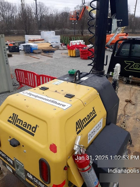 2022 Allmand NLV3GR (4) LED Light Fixture 350W, 23' Vertical Mast, 3kW Prime, Towable, Deep Sea L401, Leveling Jacks, Yanmar T4F 5.8hp